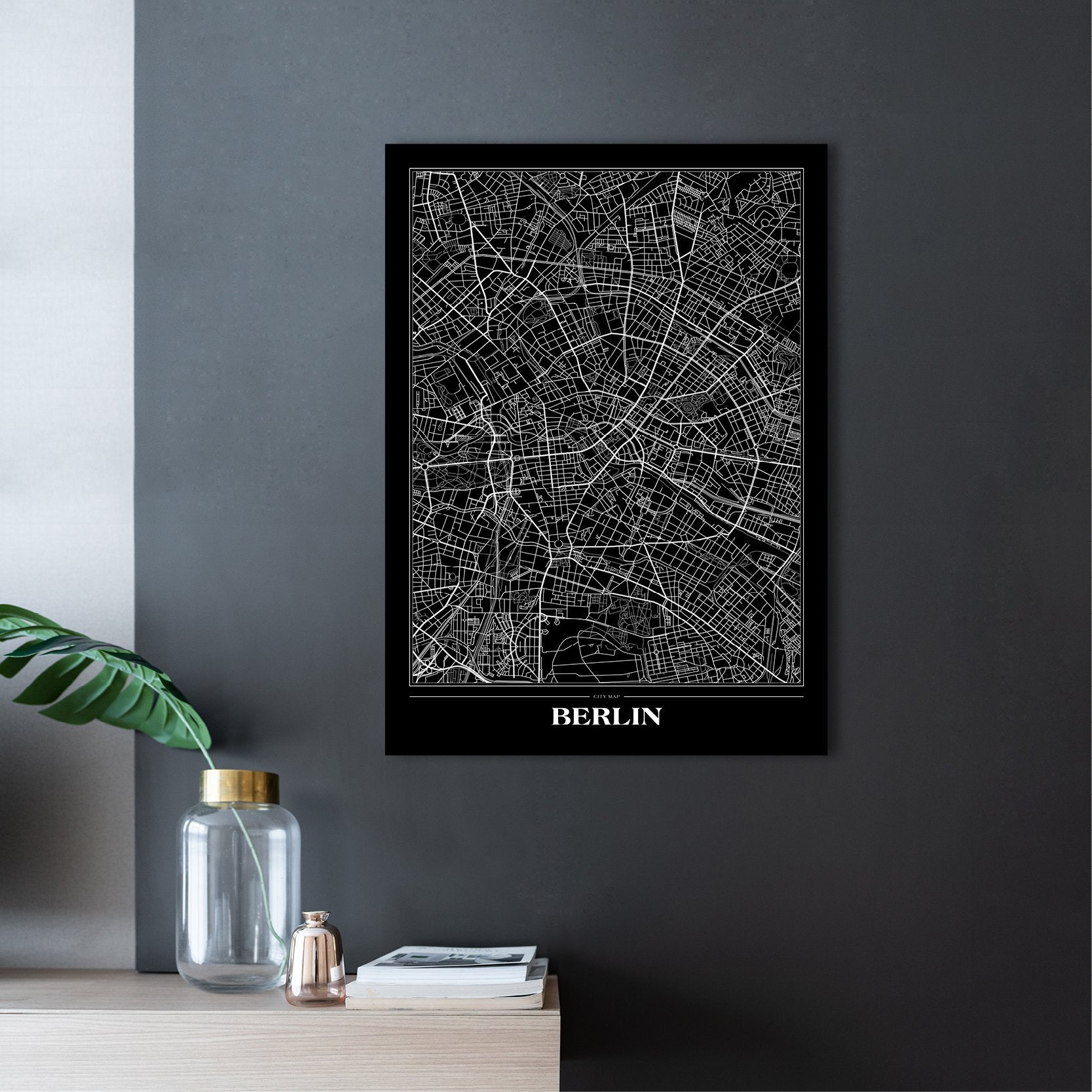 Kaart Berlijn Black | Poster