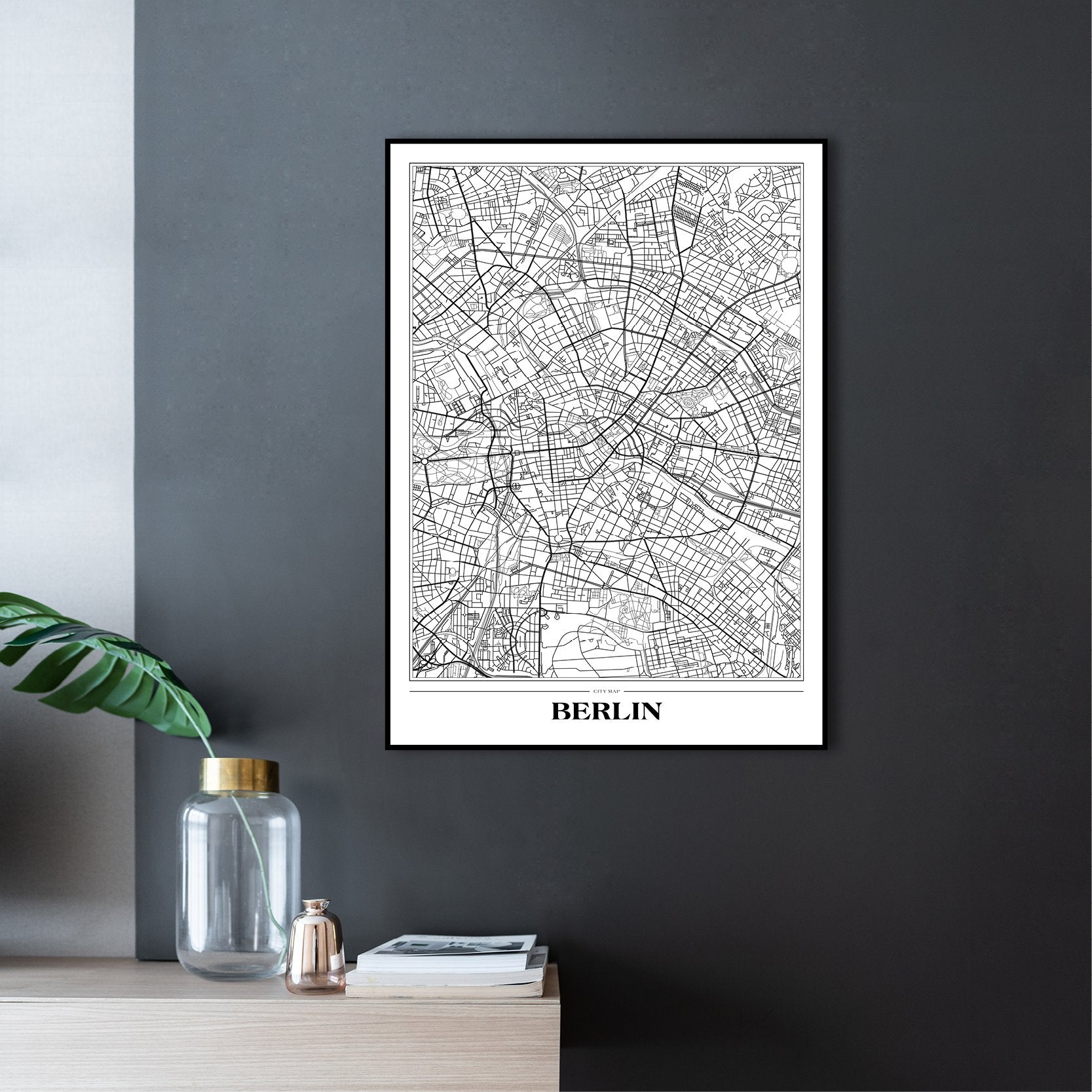 Map Berlin White | Poster board