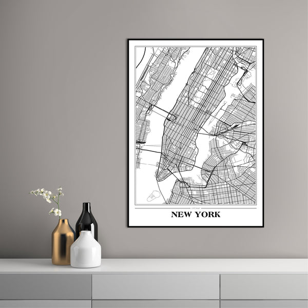 Kaart New York White | Poster