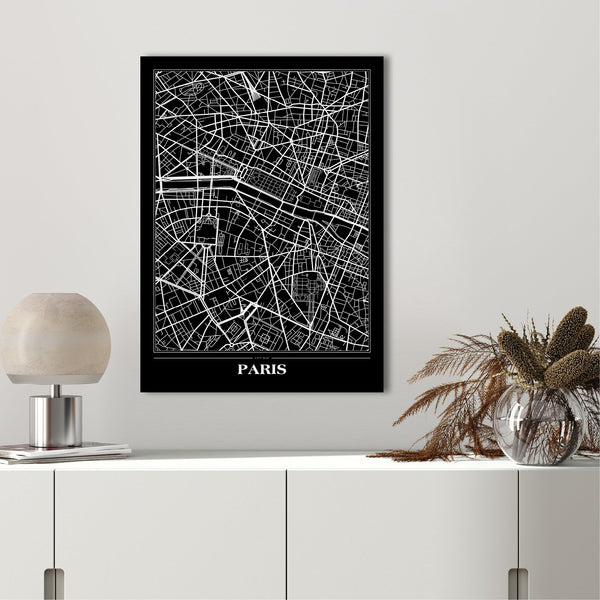 Kaart Paris Black | Poster