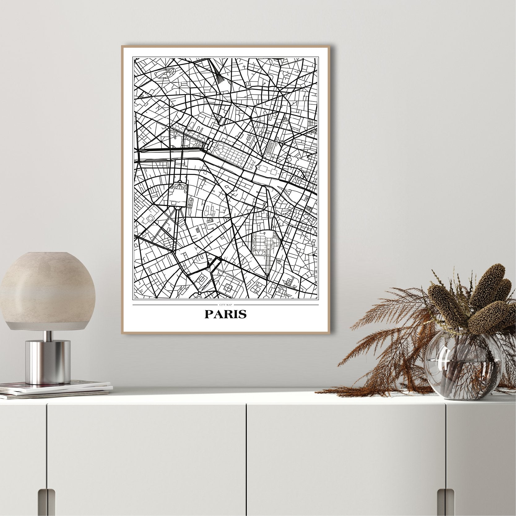 Map Paris white | POSTER BOARD