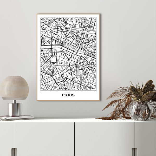 Map Paris White | Poster board