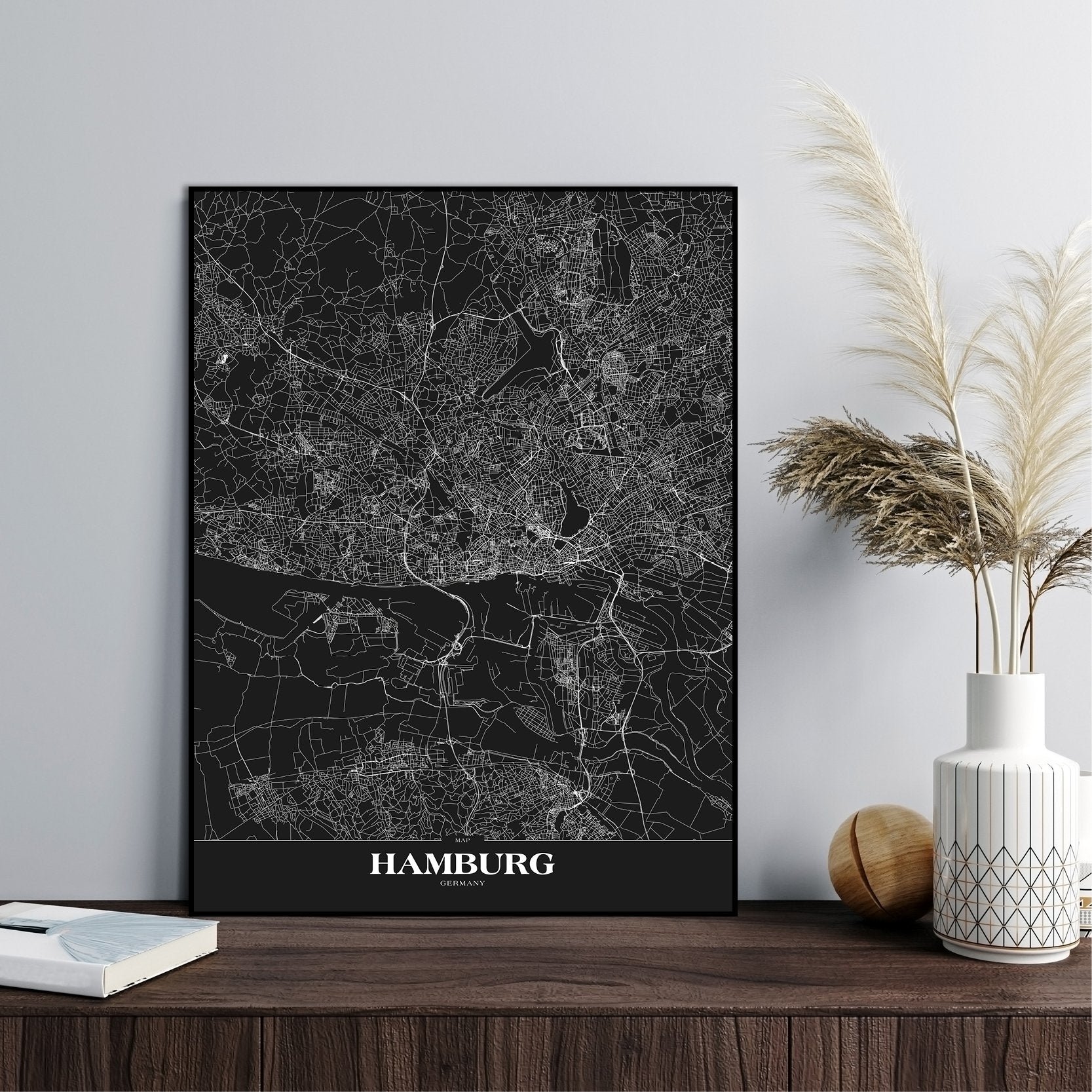 Map Hamburg Black | Poster board