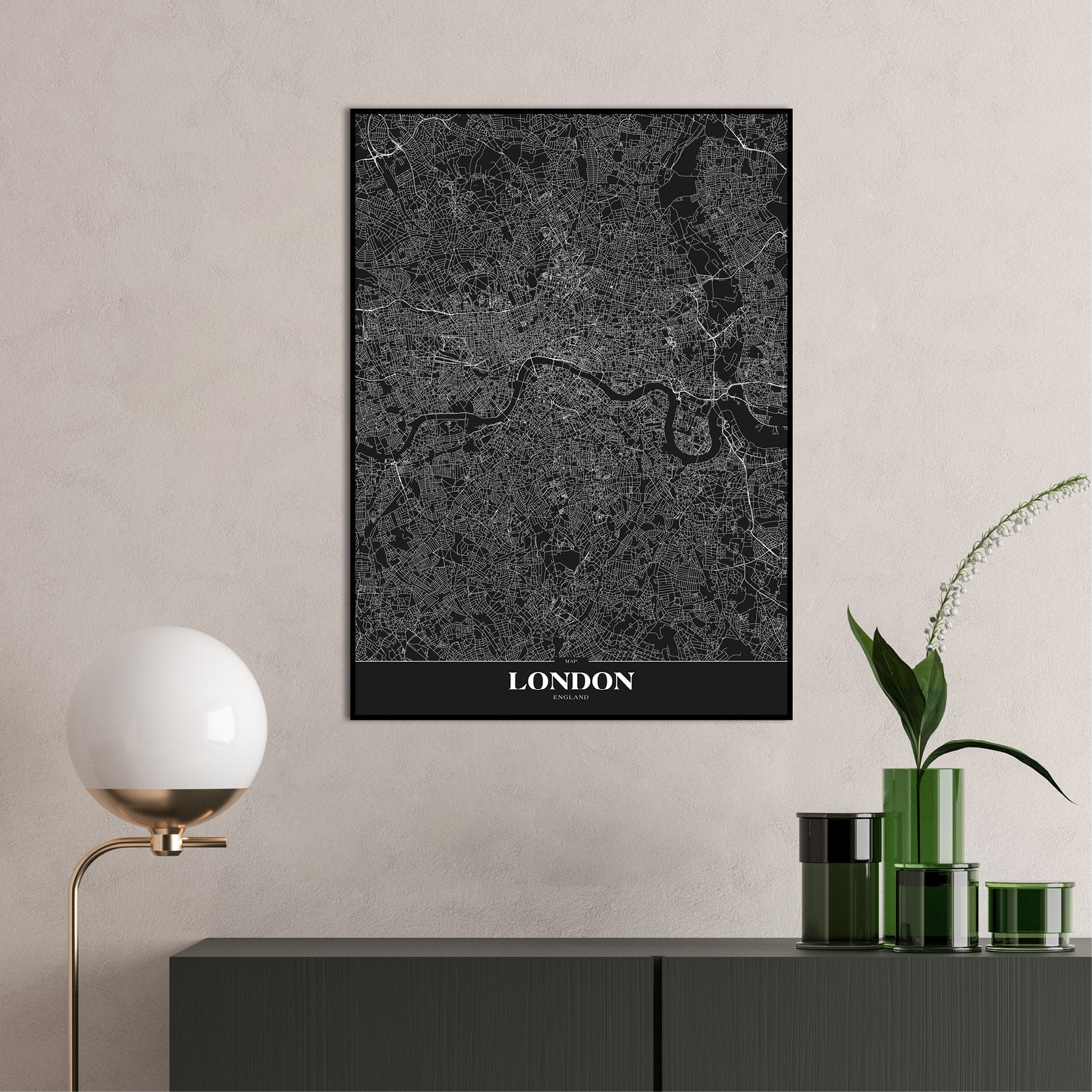 Map London Black | Poster board