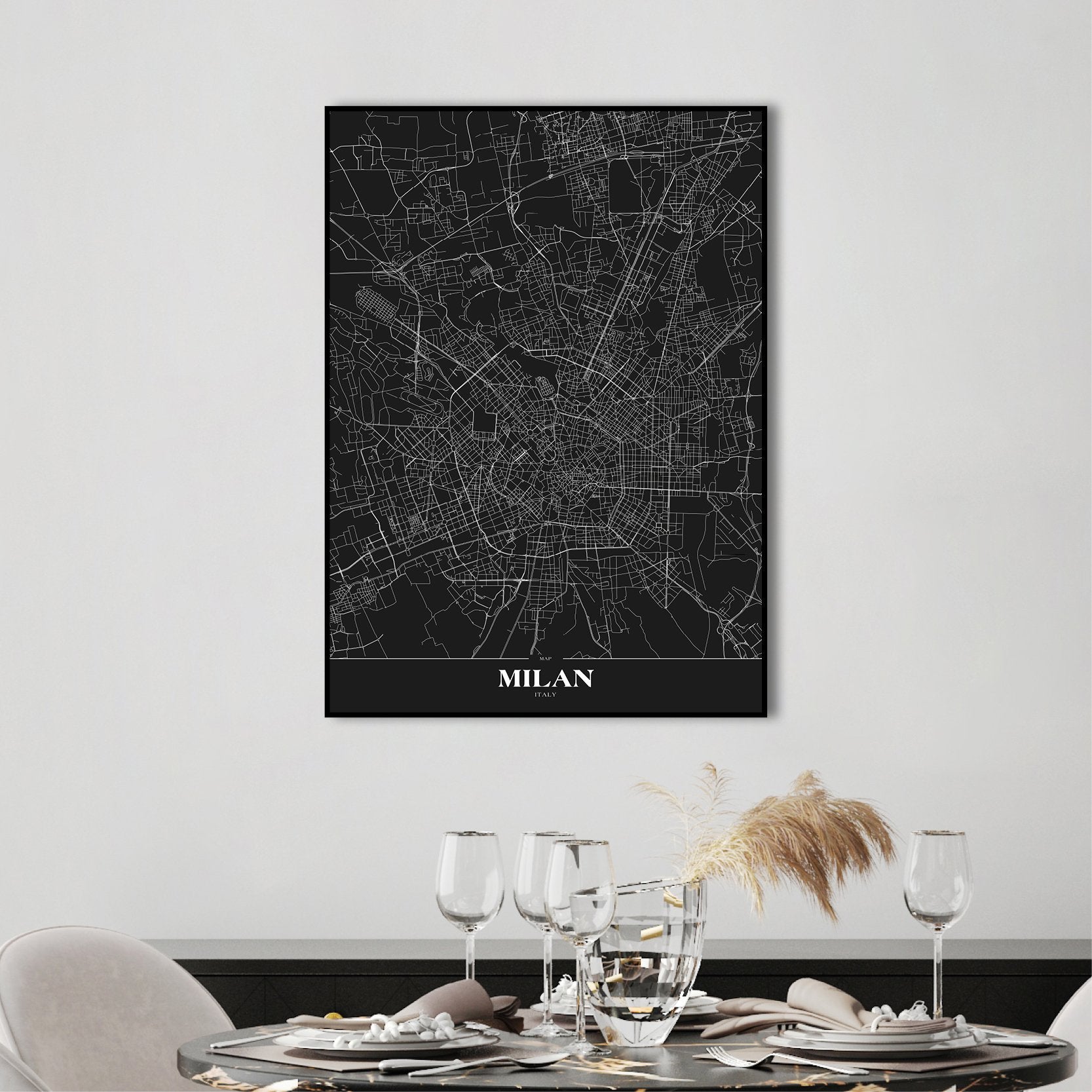 Map Milan Black | Poster board