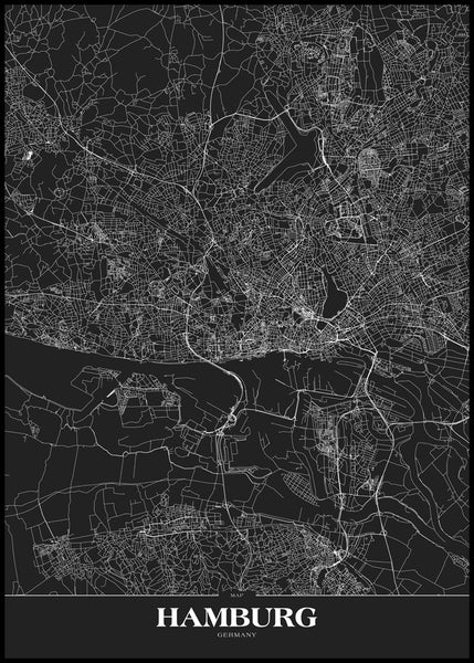 Map Hamburg Black | Poster board