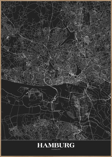 Map Hamburg black | POSTER BOARD