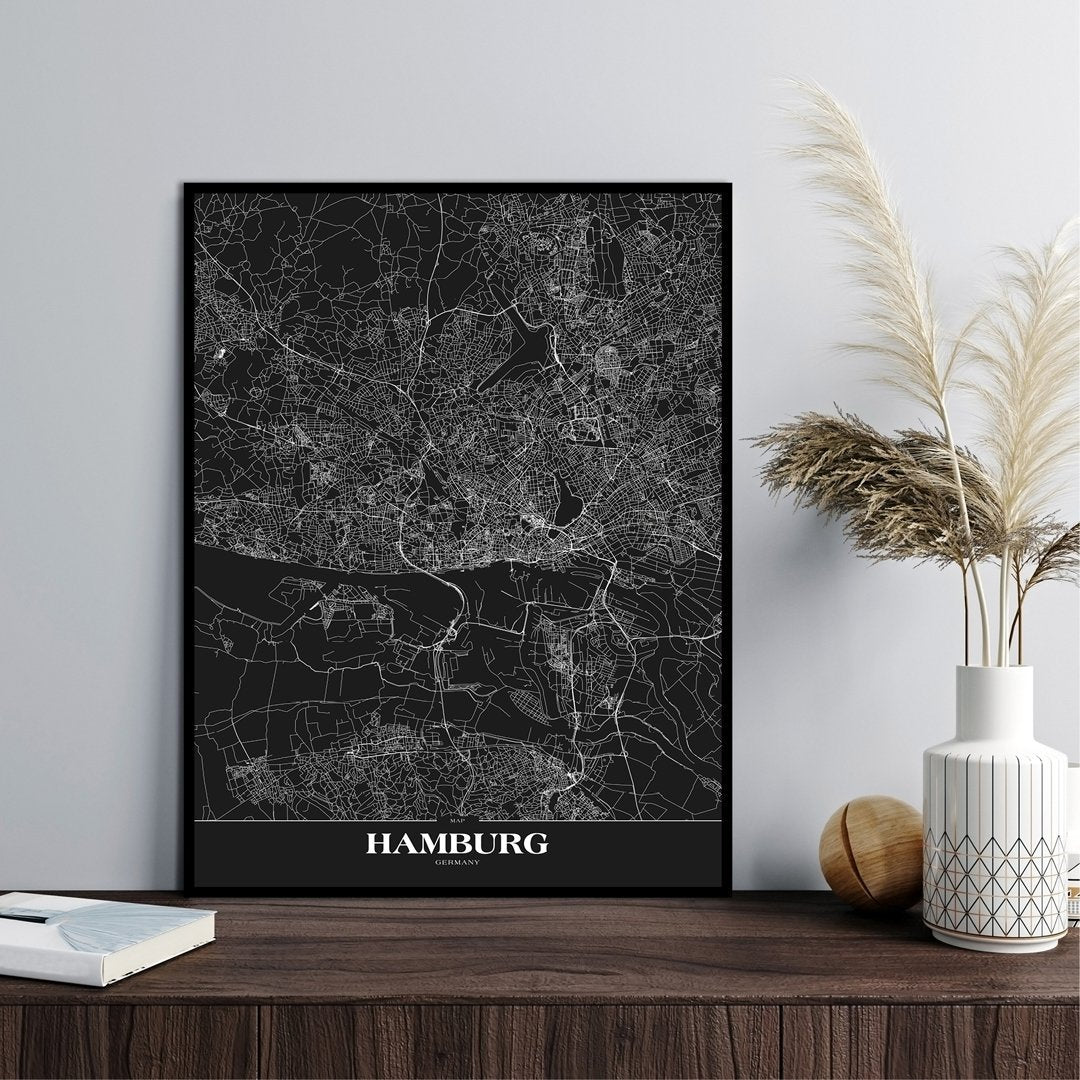 Map Hamburg Black | Poster