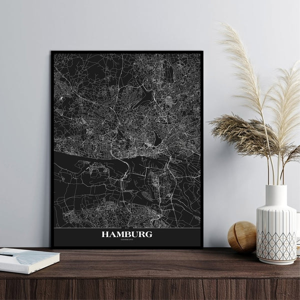 Map Hamburg black | POSTER