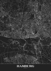 Map Hamburg Black | PLAKAT