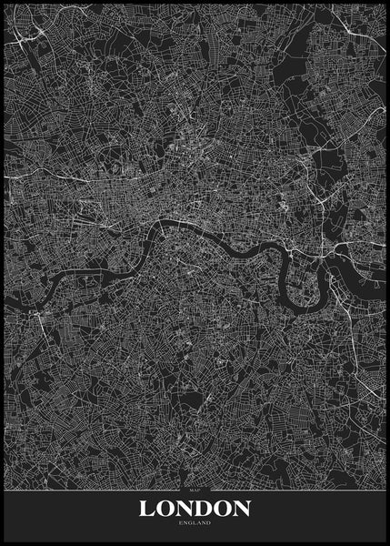 Kaart London Black | Poster