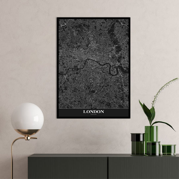 Kaart London Black | POSTER