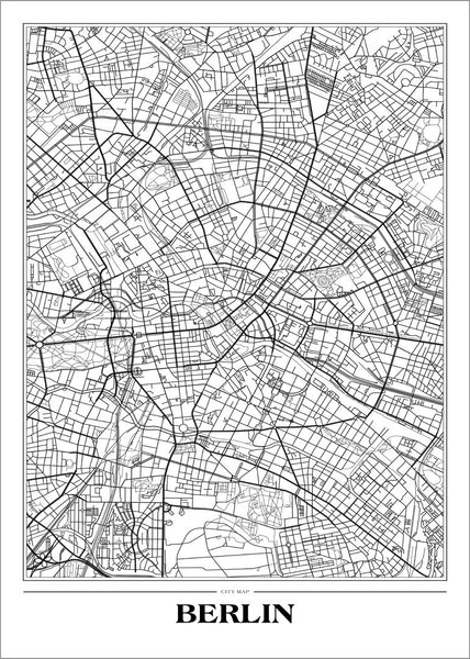 Map Berlin white | POSTER