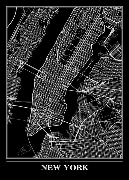 Map New York Black | Poster board