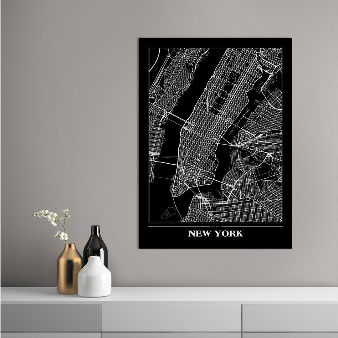 Kaart New York Black | POSTER