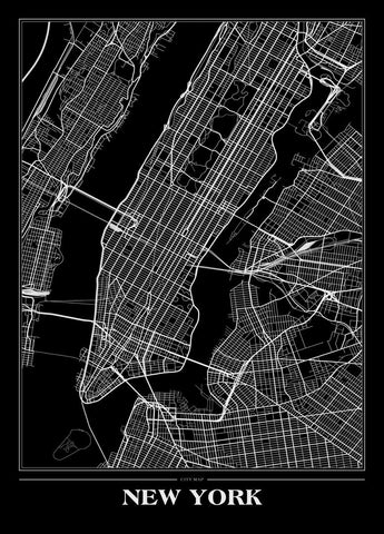 Kaart New York Black | POSTER