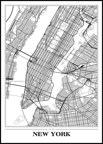 Map New York White | Poster board