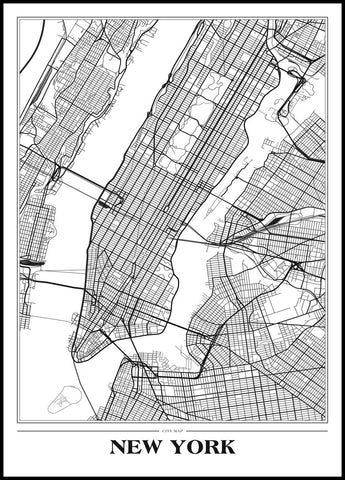 Map New York white | POSTER BOARD