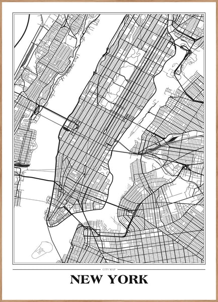 Map New York White | Poster board