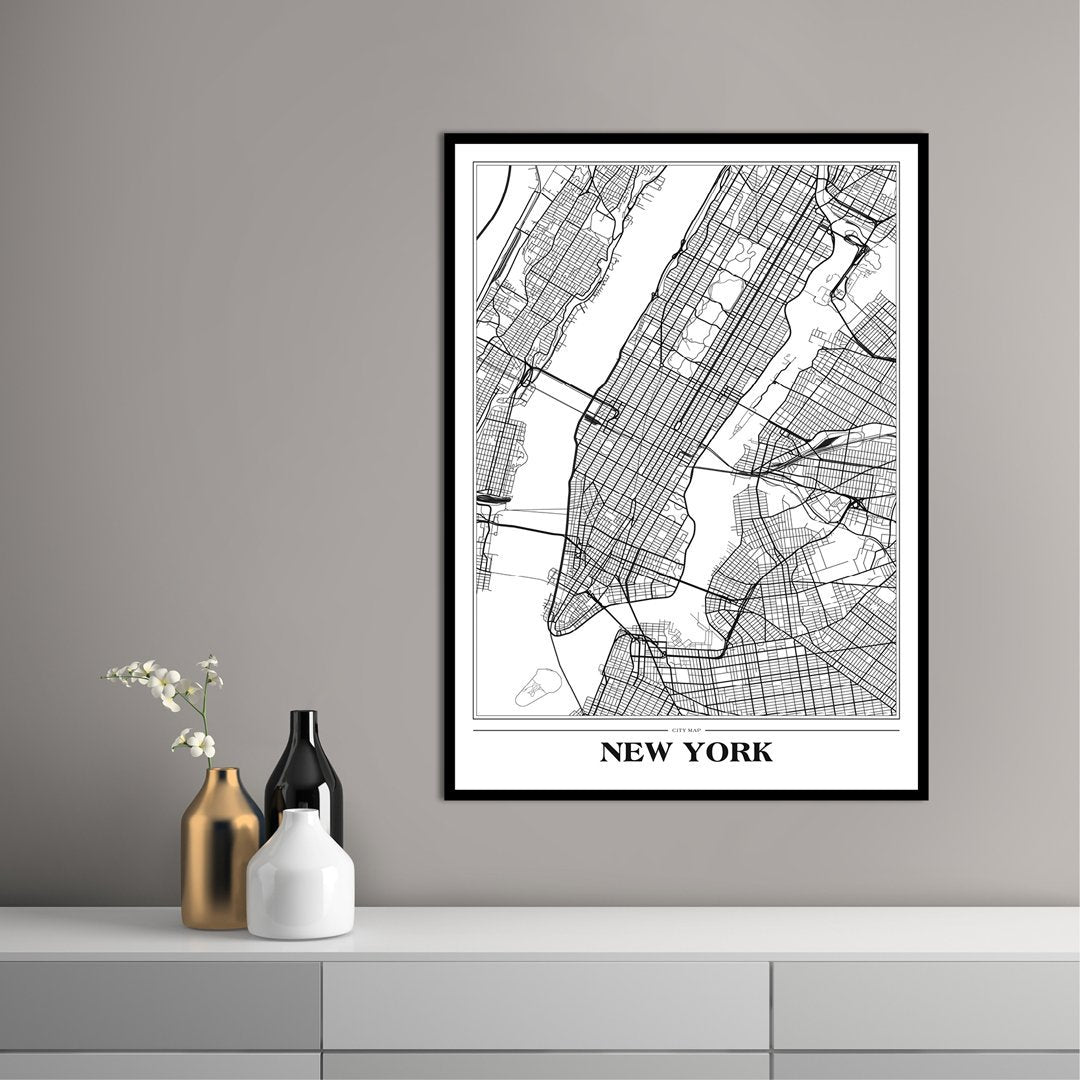 Kort New York White | PLAKAT