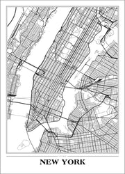 Map New York White | Poster