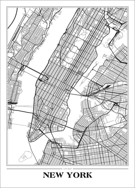 Map New York White | Poster