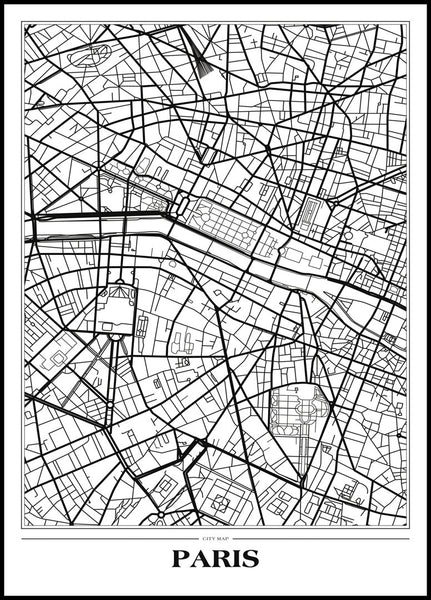 Map Paris White | Poster board