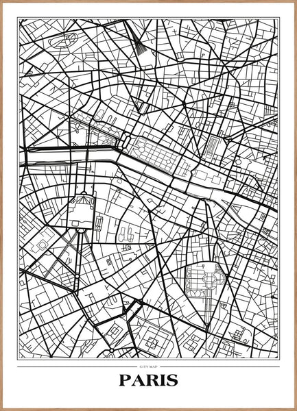 Map Paris white | POSTER BOARD