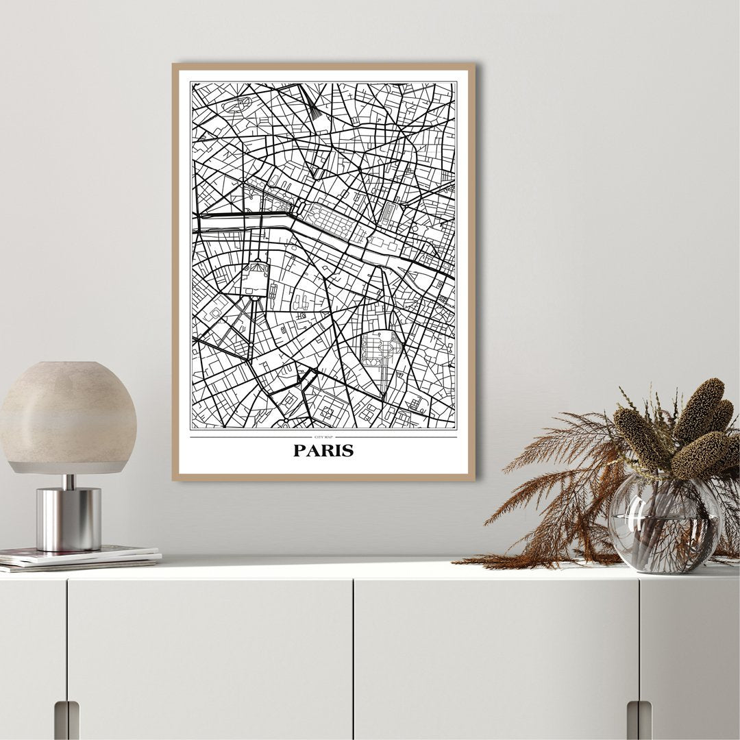 Kaart Paris White | POSTER