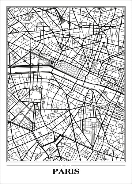 Map Paris White | Poster