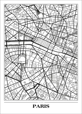 Map Paris white | POSTER