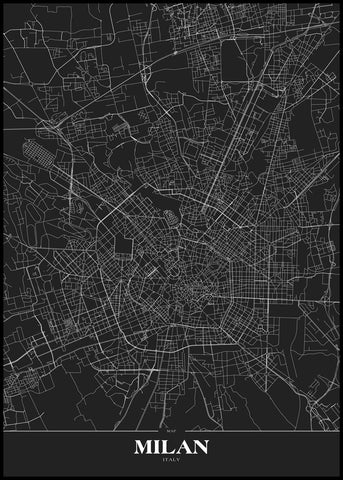 Map Milan Black | Poster board