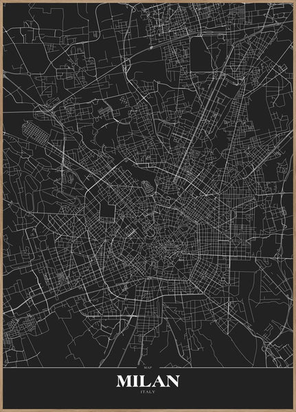 Map Milan Black | Poster board