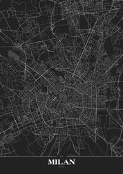 Map Milan black | POSTER