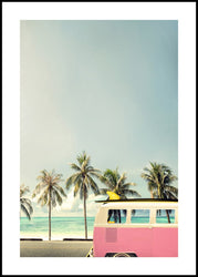 Surfbus roze | Poster