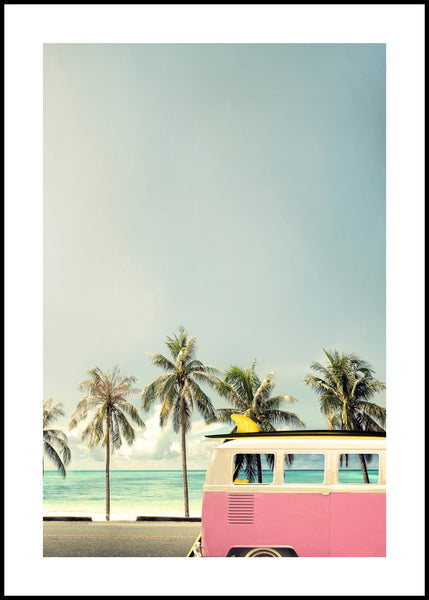 Surfbus roze | Poster