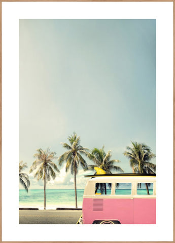 Surfbus roze | Poster