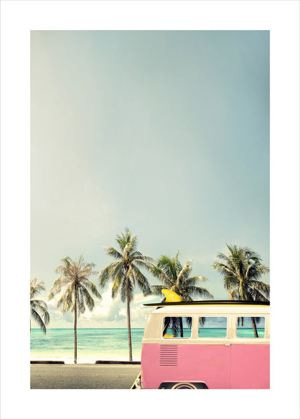 Surf Bus Pink | Poster