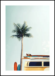 Surfbus geel | Poster