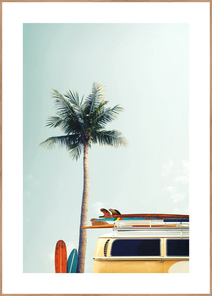 Surfbus geel | Poster