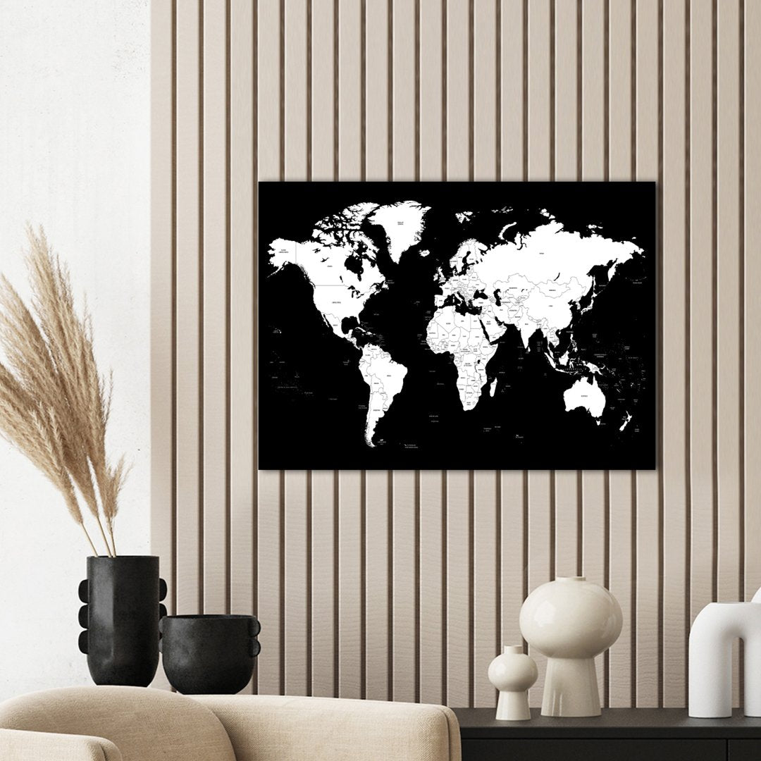 WorldMap Black | Plakatbræt