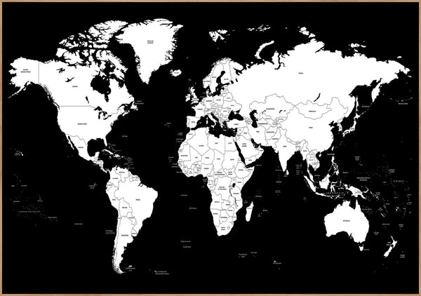 WorldMap Black | Poster board