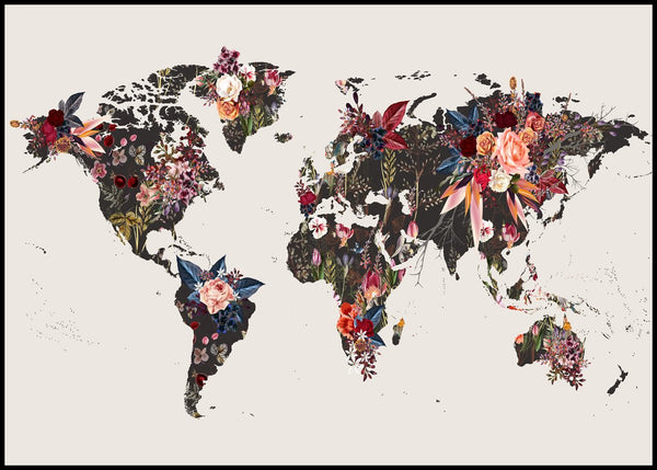 WorldMap Flowers | Plakatbræt