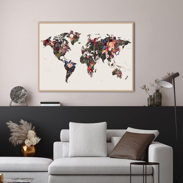 WorldMap Flowers | Plakatbræt