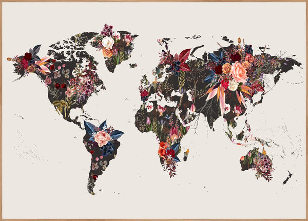 WorldMap Flowers | Poster board