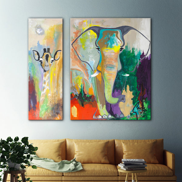 Set: Gade / Elephant Dream & Giraf Dream | Handmade Painting