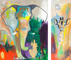 Set: Gade / Elephant Dream & Giraf Dream | Handmade Painting