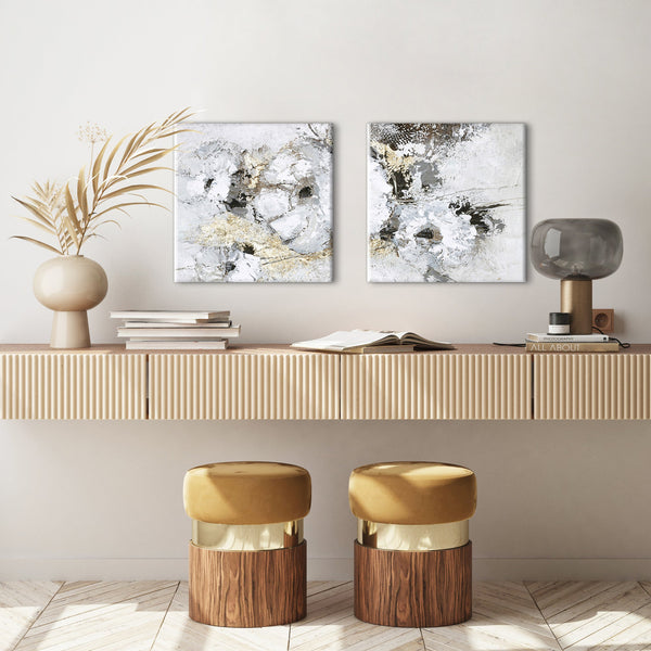 Gouden bloemen / 40x40 cm | Waarde schilderen